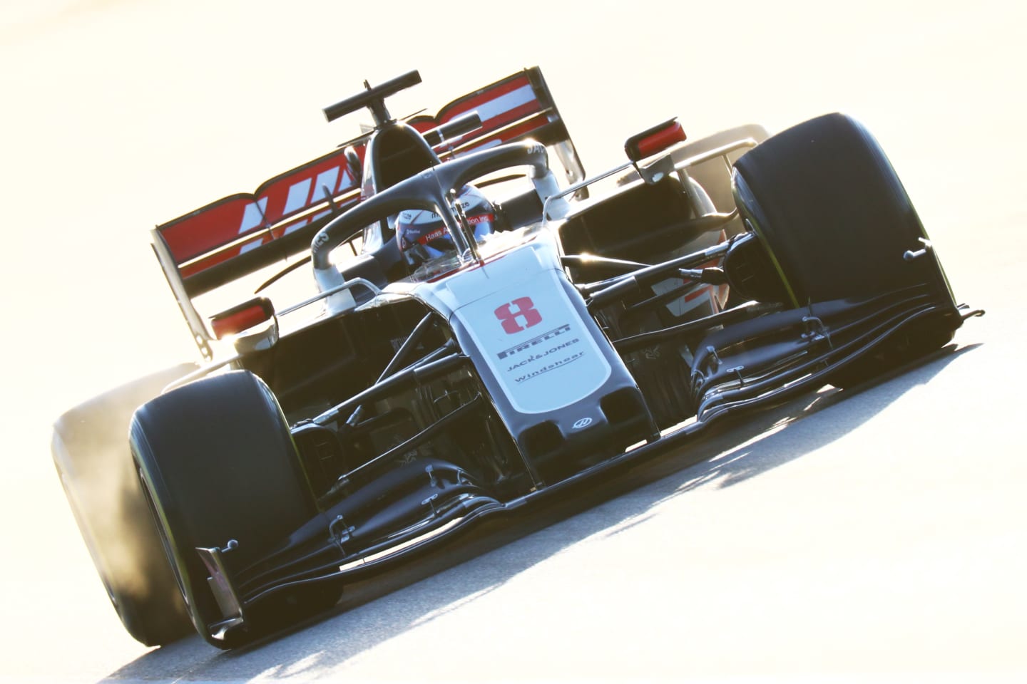 BARCELONA, SPAIN - FEBRUARY 26: Romain Grosjean of France driving the (8) Haas F1 Team VF-20