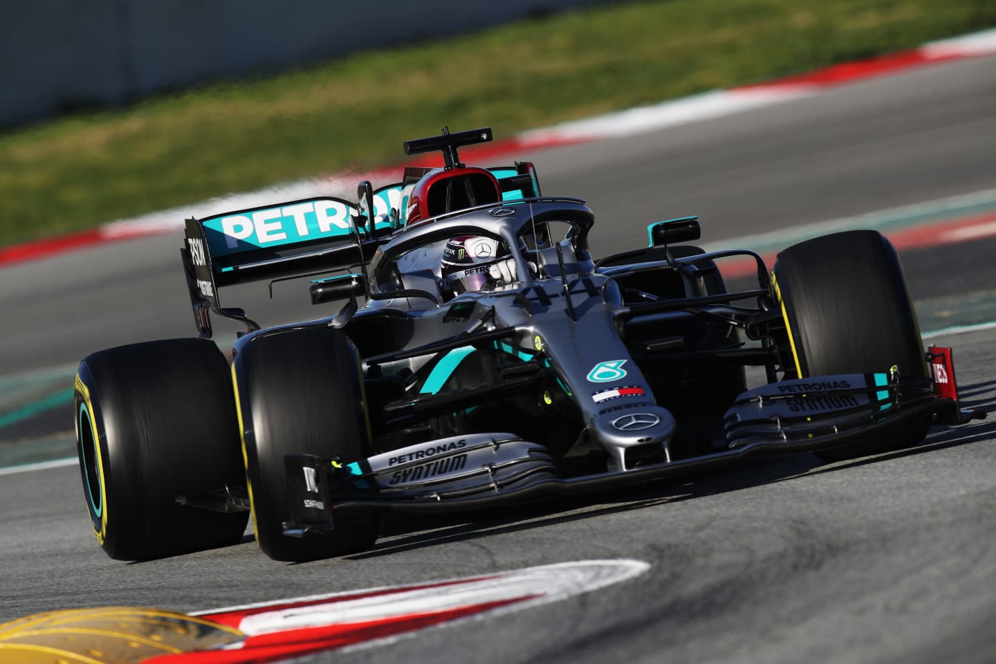BARCELONA, SPAIN - FEBRUARY 28: Lewis Hamilton of Great Britain driving the (44) Mercedes AMG