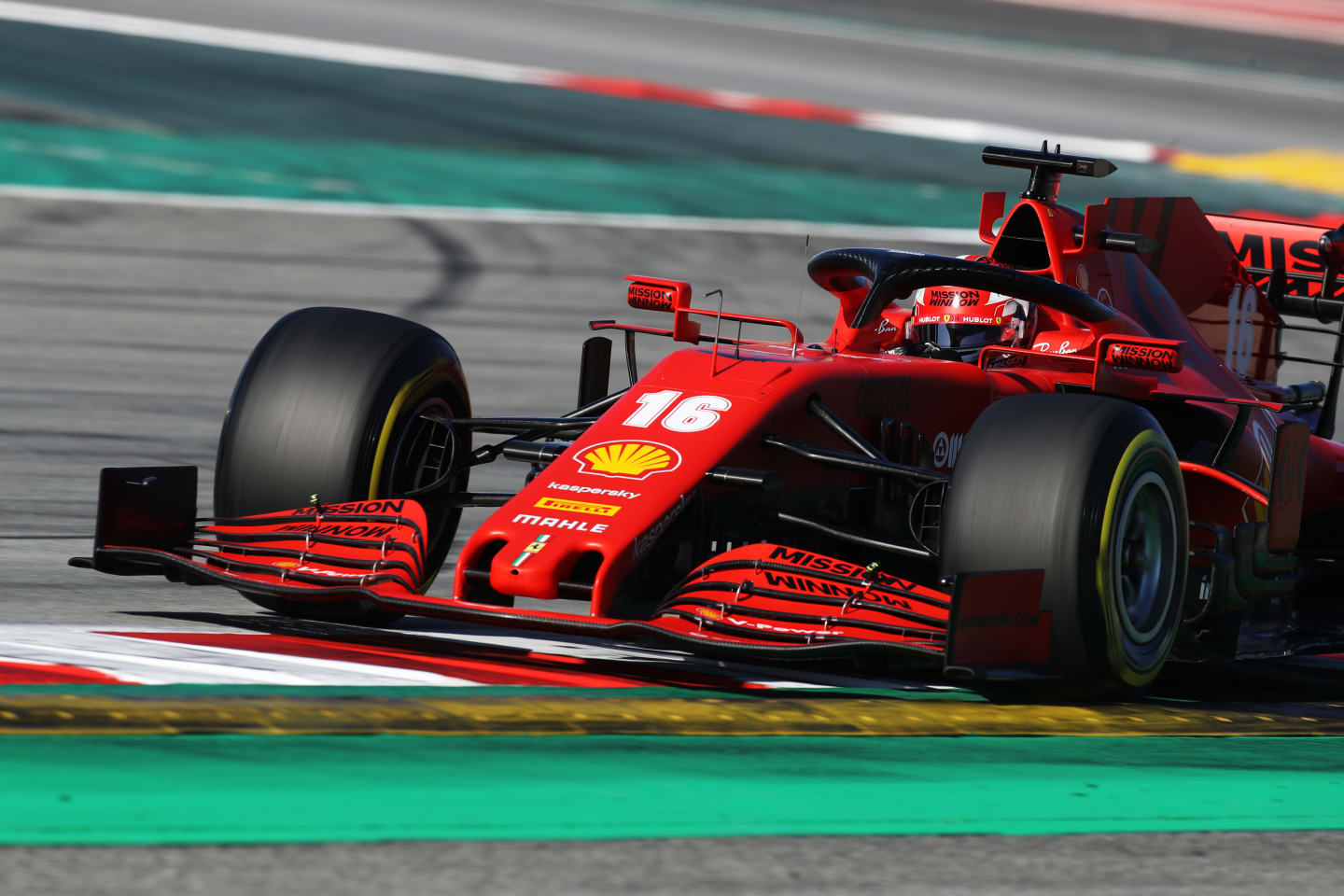 BARCELONA, SPAIN - FEBRUARY 28: Charles Leclerc of Monaco driving the (16) Scuderia Ferrari SF1000