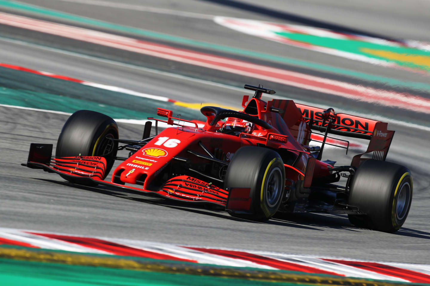 BARCELONA, SPAIN - FEBRUARY 28: Charles Leclerc of Monaco driving the (16) Scuderia Ferrari SF1000