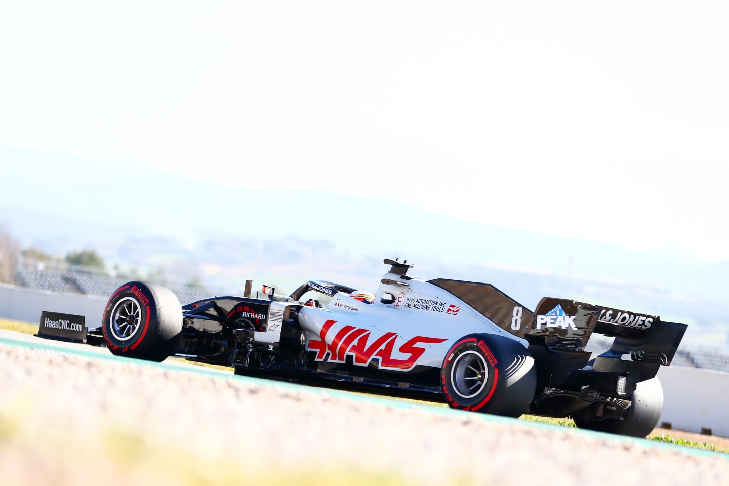 BARCELONA, SPAIN - FEBRUARY 28: Romain Grosjean of France driving the (8) Haas F1 Team VF-20
