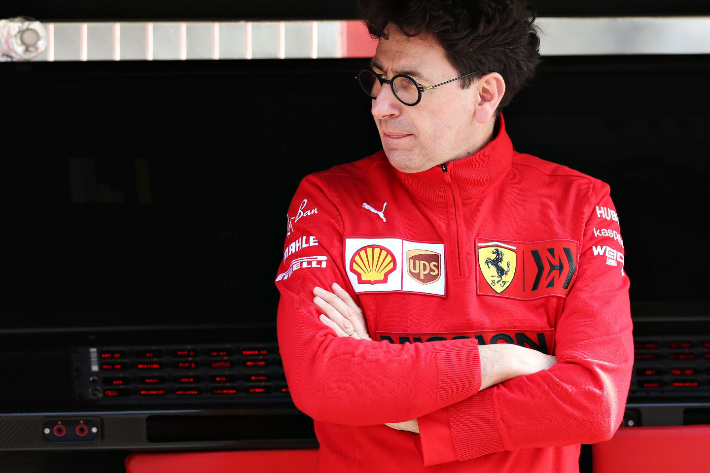 BARCELONA, SPAIN - FEBRUARY 28: Ferrari Team Principal Mattia Binotto looks on from the pitwall