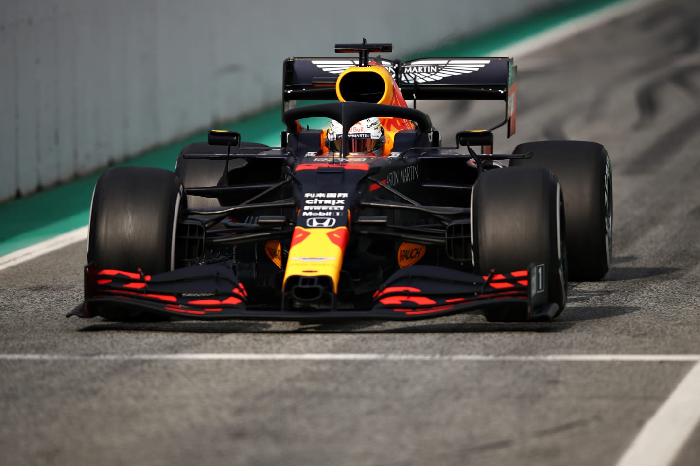 BARCELONA, SPAIN - FEBRUARY 28: Max Verstappen of the Netherlands driving the (33) Aston Martin Red