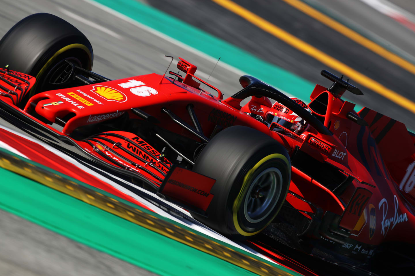 BARCELONA, SPAIN - FEBRUARY 28: Charles Leclerc of Monaco driving the (16) Scuderia Ferrari SF1000