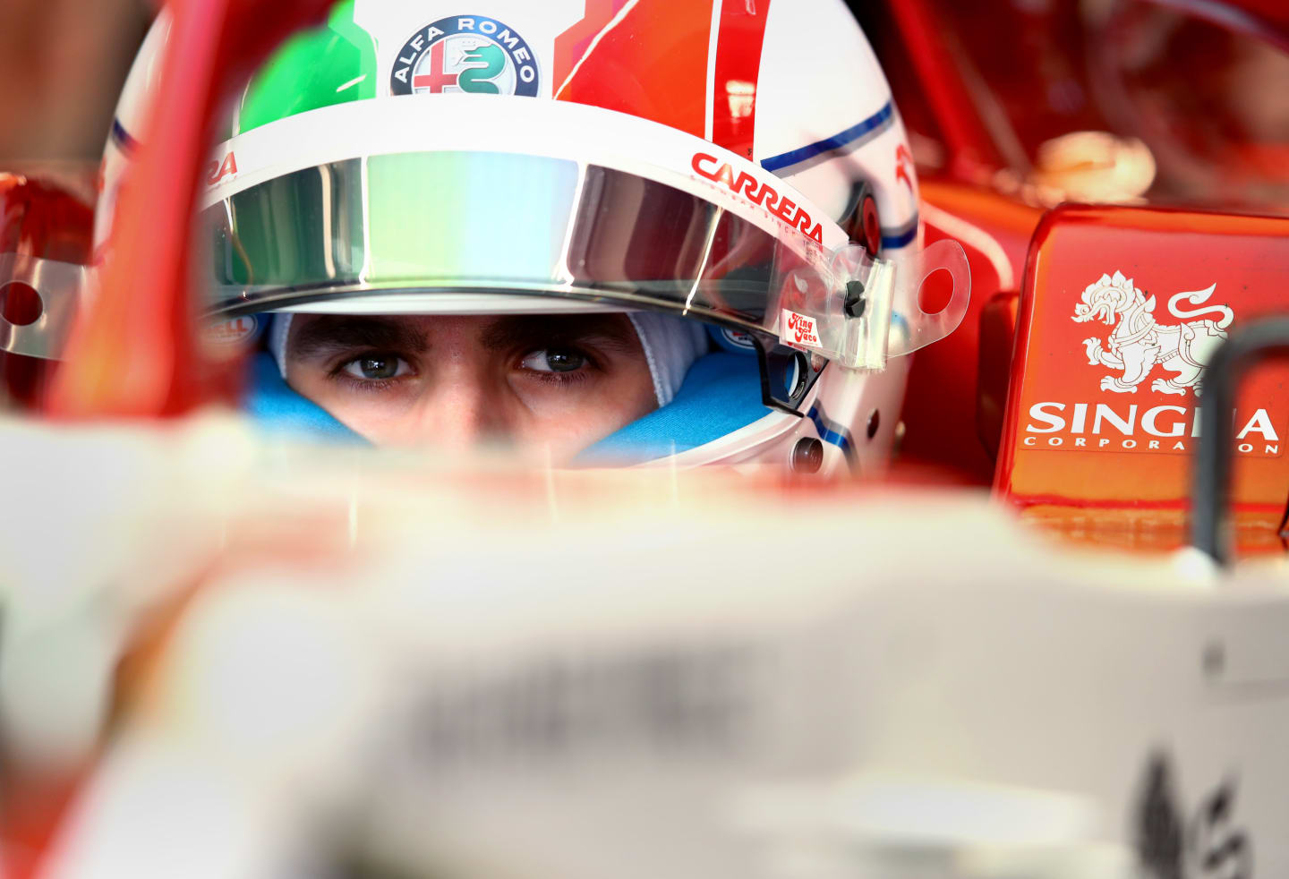BARCELONA, SPAIN - FEBRUARY 27: Antonio Giovinazzi of Italy and Alfa Romeo Racing prepares to drive