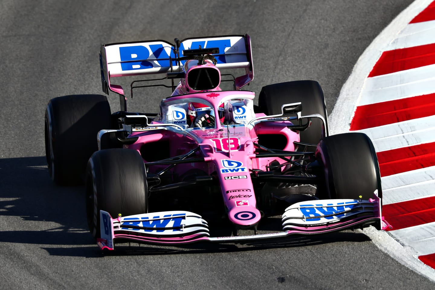 BARCELONA, SPAIN - FEBRUARY 27: Lance Stroll of Canada driving the (18) Racing Point RP20 Mercedes