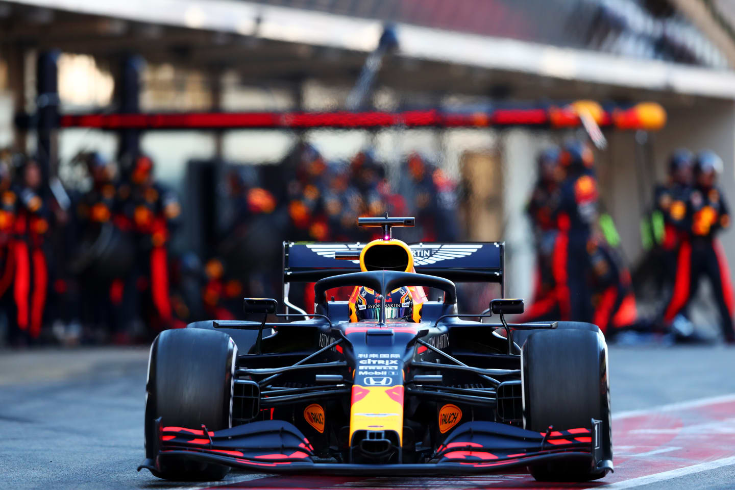 BARCELONA, SPAIN - FEBRUARY 27: Alexander Albon of Thailand driving the (23) Aston Martin Red Bull