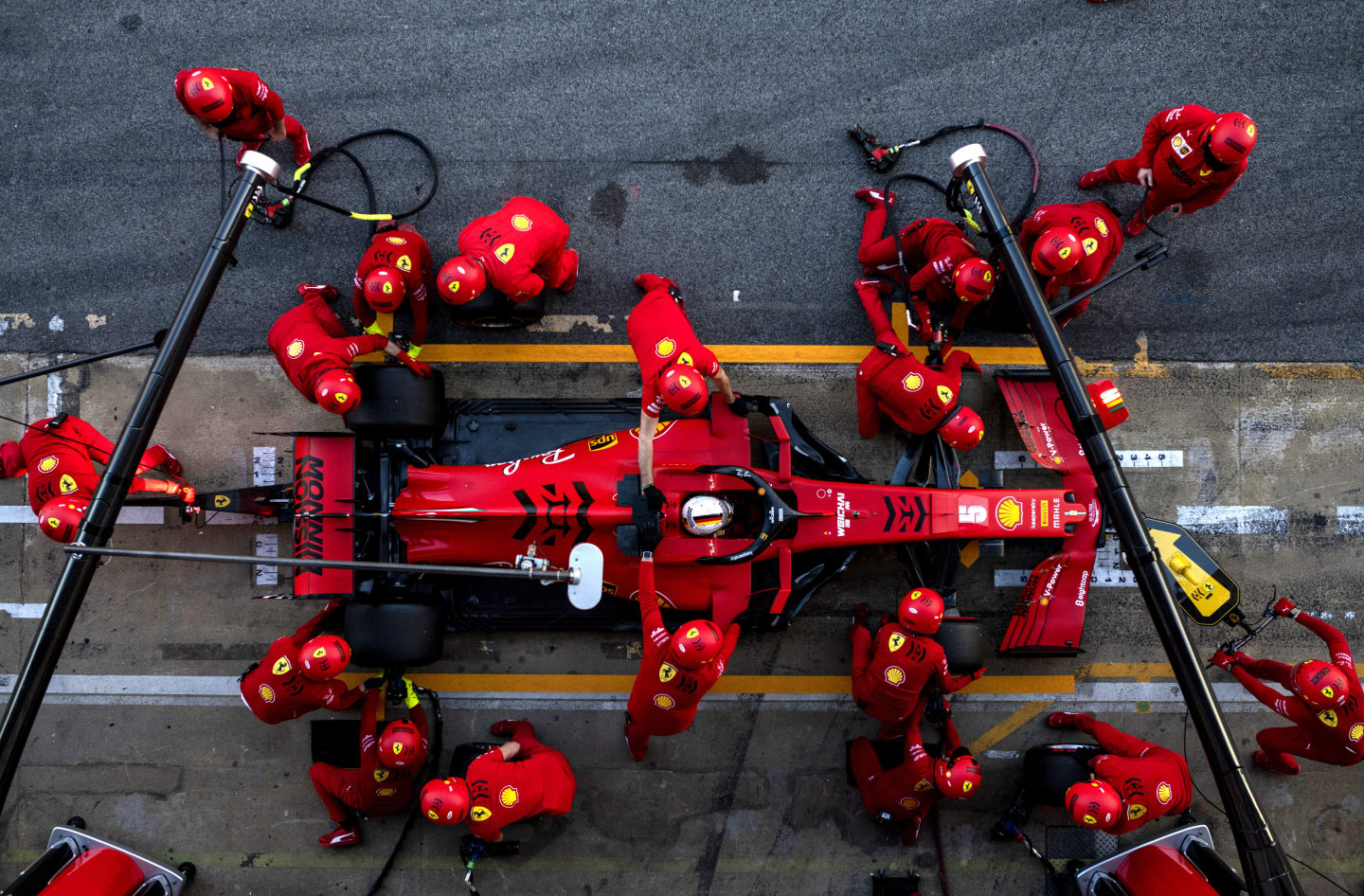 BARCELONA, SPAIN - FEBRUARY 27: Sebastian Vettel of Germany driving the (5) Scuderia Ferrari SF1000