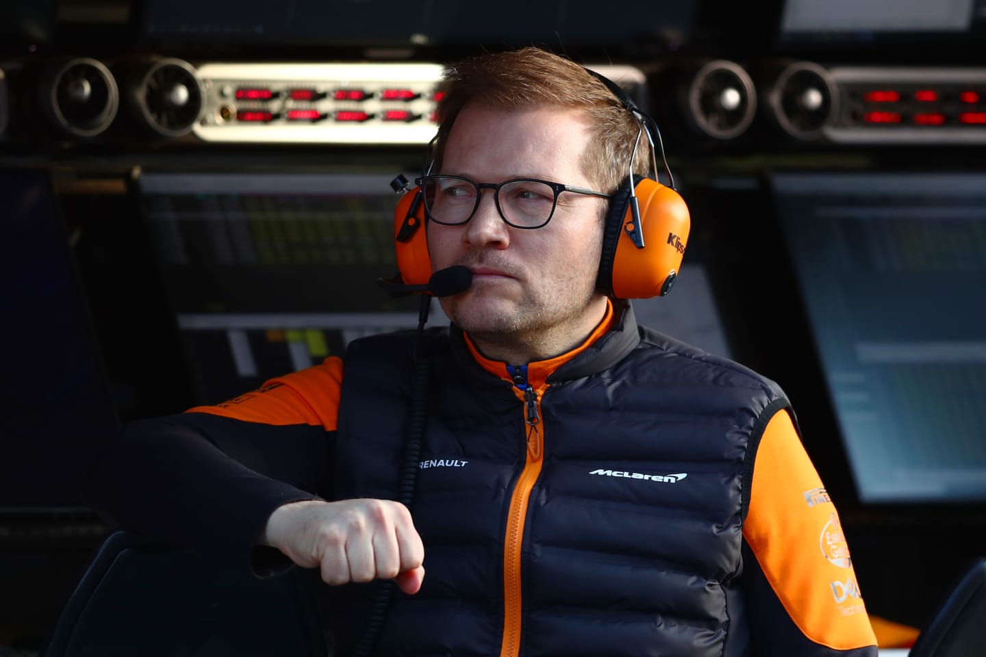 BARCELONA, SPAIN - FEBRUARY 27: McLaren Team Principal Andreas Seidl looks on from the pitwall