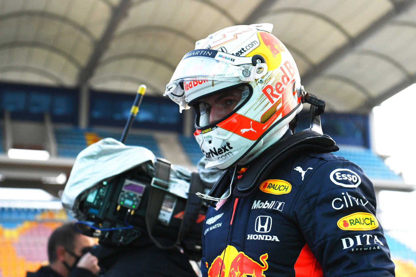 ISTANBUL, TURKEY - NOVEMBER 14: Second placed qualifier Max Verstappen of Netherlands and Red Bull Racing looks on in parc ferme during qualifying ahead of the F1 Grand Prix of Turkey at Intercity Istanbul Park on November 14, 2020 in Istanbul, Turkey. (Photo by Clive Mason/Getty Images)