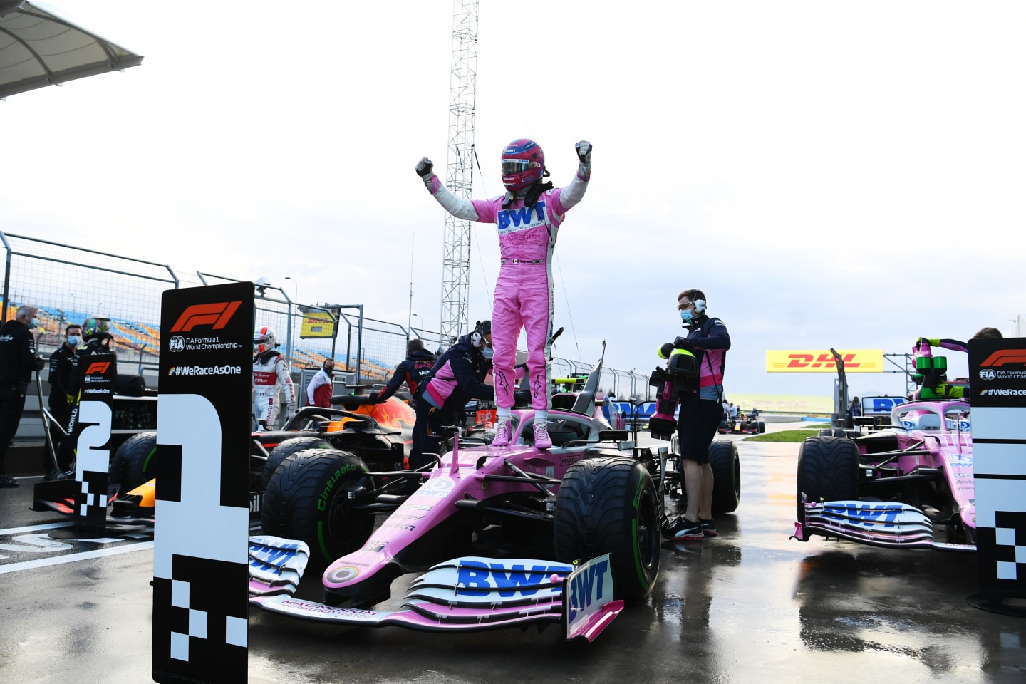 ISTANBUL, TURKEY - NOVEMBER 14: Pole position qualifier Lance Stroll of Canada and Racing Point