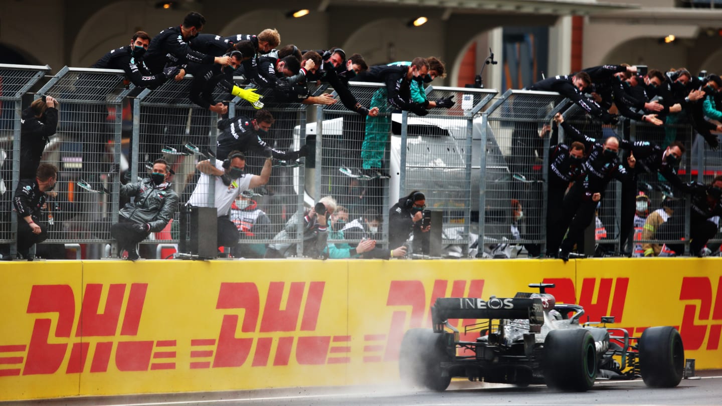 ISTANBUL, TURKEY - NOVEMBER 15: Race winner Lewis Hamilton of Great Britain driving the (44)