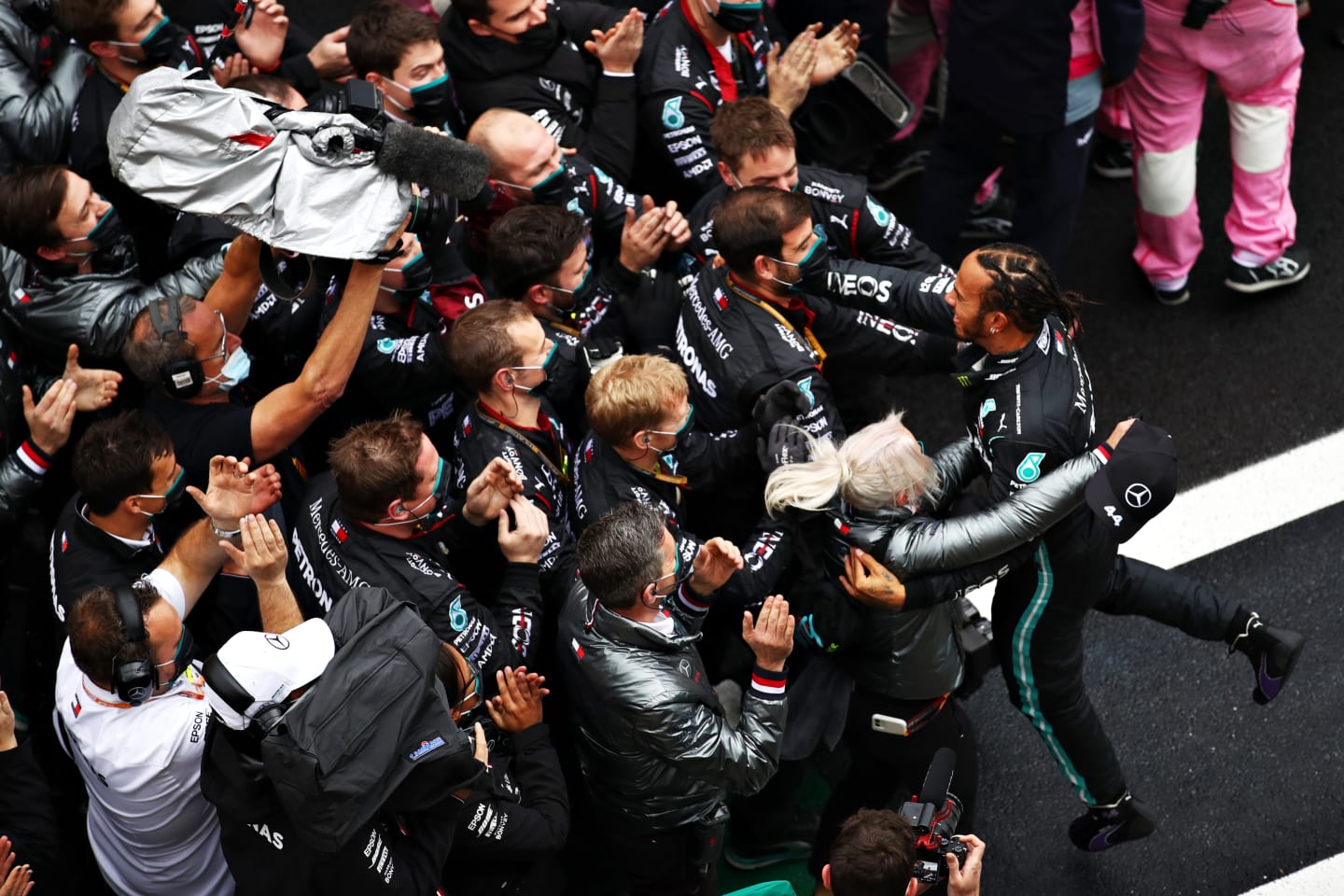 ISTANBUL, TURKEY - NOVEMBER 15: Race winner Lewis Hamilton of Great Britain and Mercedes GP