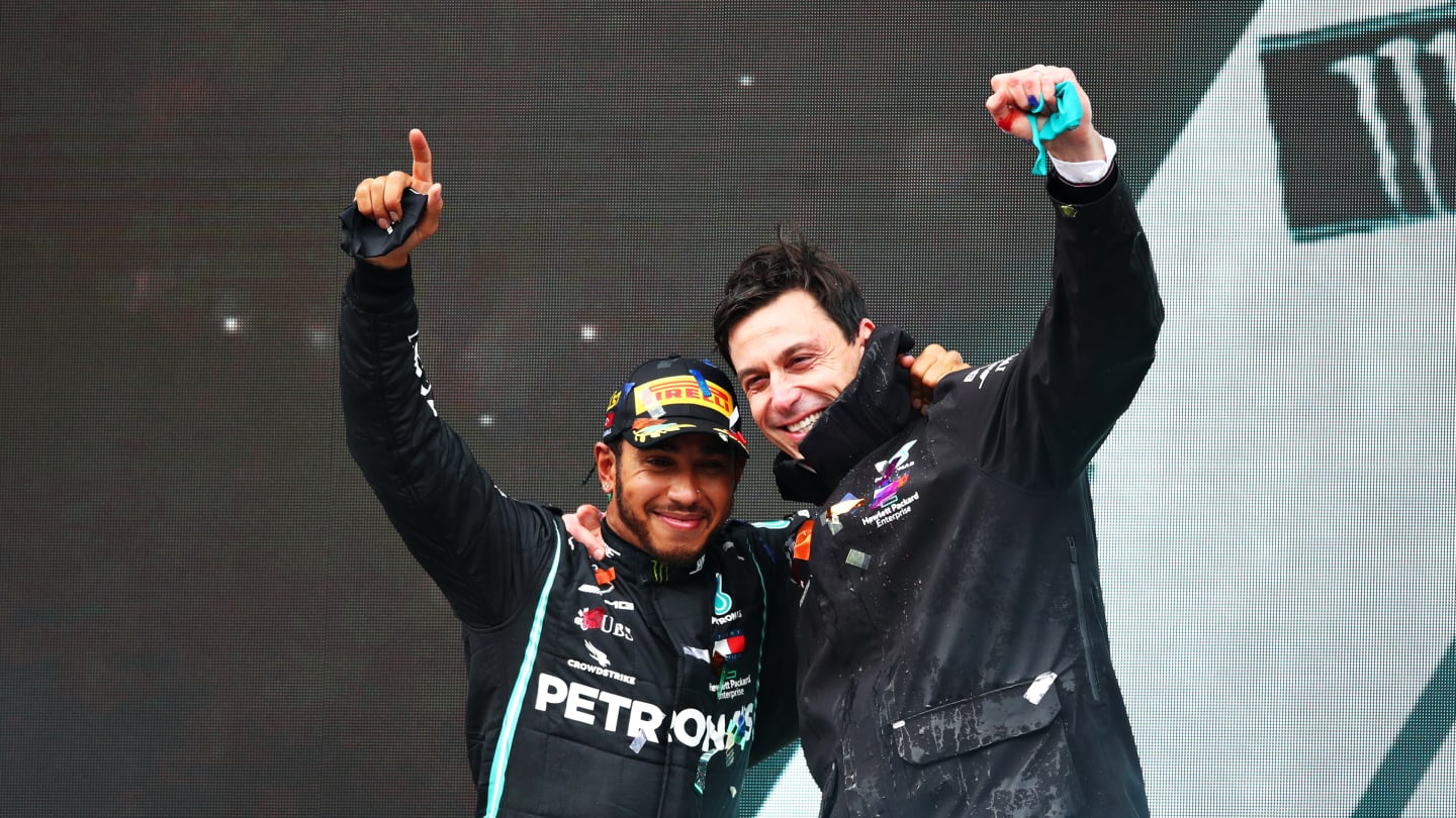 ISTANBUL, TURKEY - NOVEMBER 15: Race winner Lewis Hamilton of Great Britain and Mercedes GP