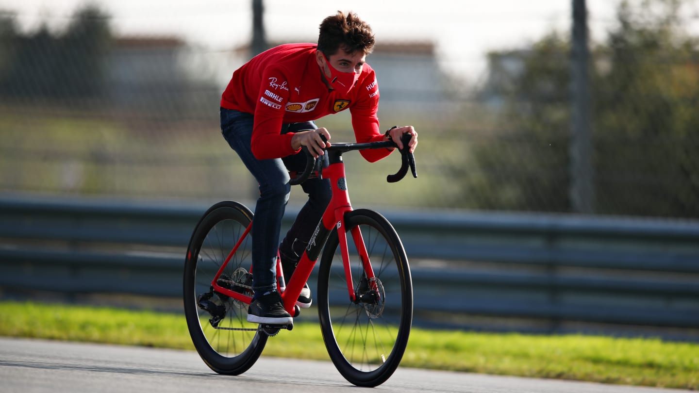 ISTANBUL, TURKEY - NOVEMBER 12: Charles Leclerc of Monaco and Ferrari cycles the track during