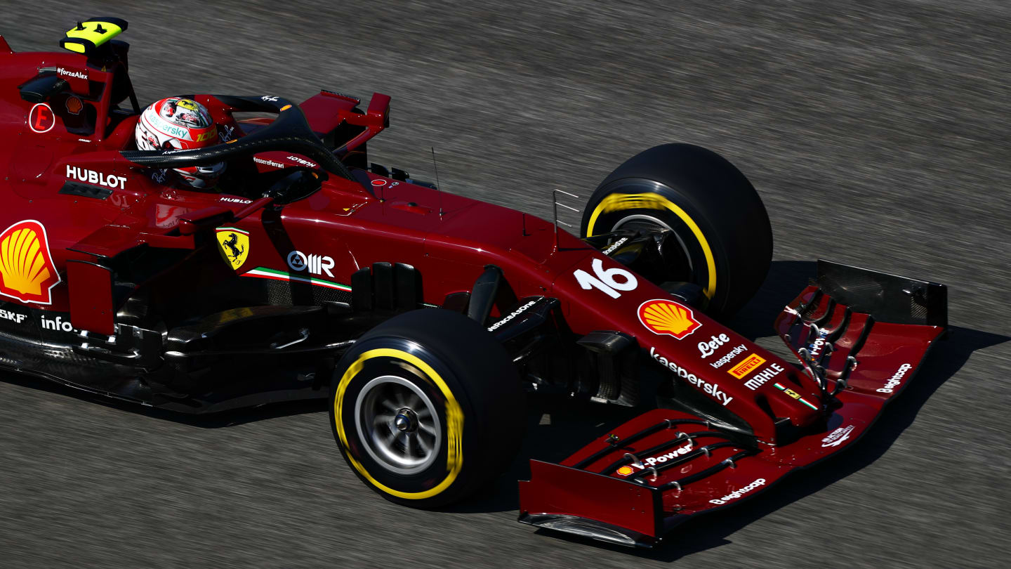 SCARPERIA, ITALY - SEPTEMBER 11: Charles Leclerc of Monaco driving the (16) Scuderia Ferrari SF1000 on track during practice ahead of the F1 Grand Prix of Tuscany at Mugello Circuit on September 11, 2020 in Scarperia, Italy. (Photo by Dan Istitene - Formula 1/Formula 1 via Getty Images)