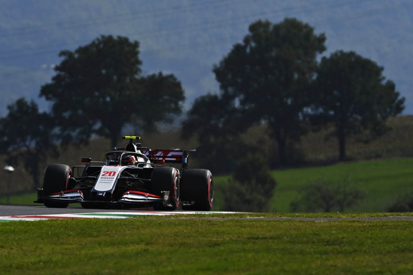 SCARPERIA, ITALY - SEPTEMBER 11: Kevin Magnussen of Denmark driving the (20) Haas F1 Team VF-20 Ferrari on track during practice ahead of the F1 Grand Prix of Tuscany at Mugello Circuit on September 11, 2020 in Scarperia, Italy. (Photo by Rudy Carezzevoli/Getty Images)