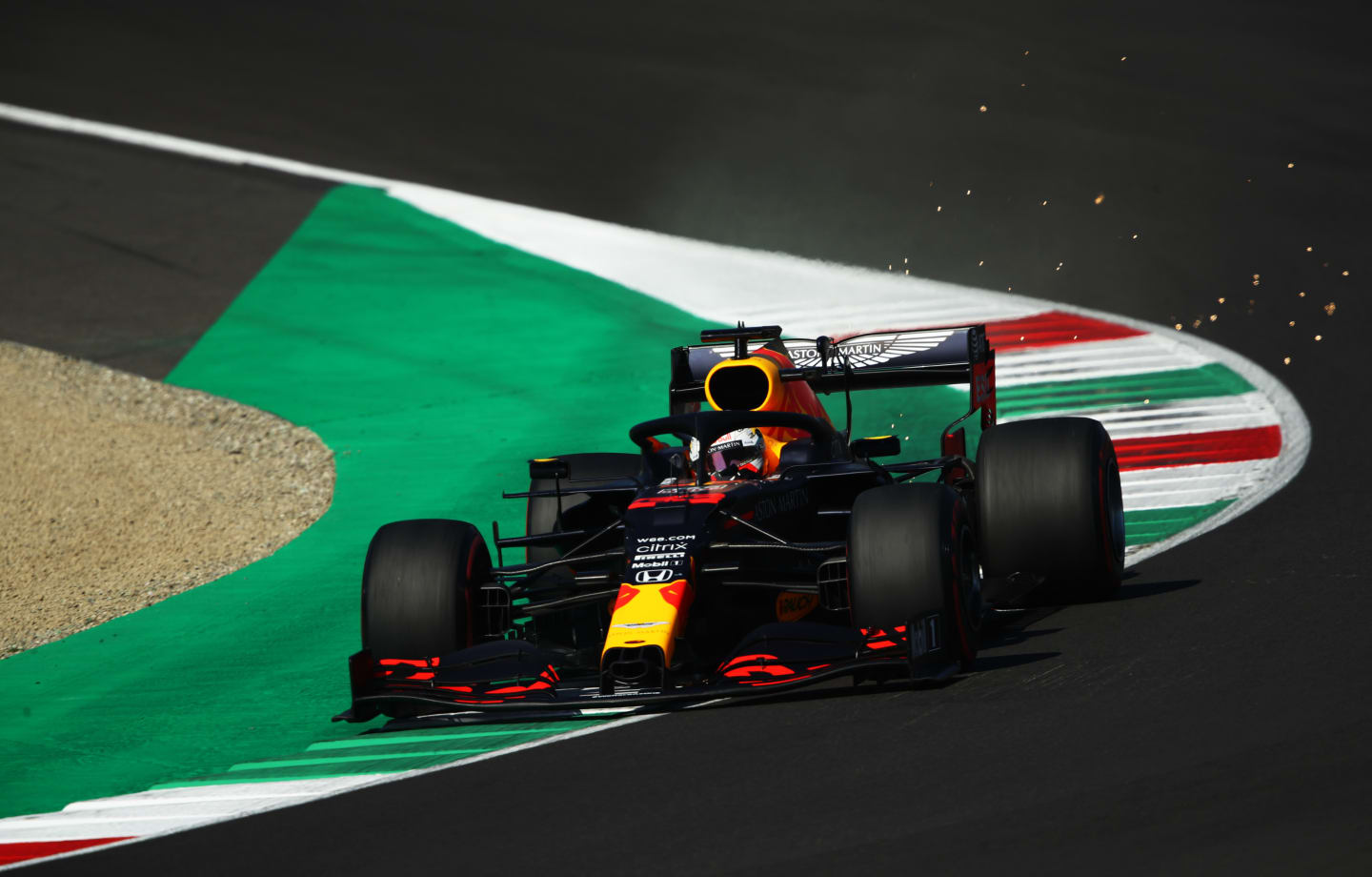 SCARPERIA, ITALY - SEPTEMBER 12: Max Verstappen of the Netherlands driving the (33) Aston Martin Red Bull Racing RB16 on track during qualifying for the F1 Grand Prix of Tuscany at Mugello Circuit on September 12, 2020 in Scarperia, Italy. (Photo by Bryn Lennon/Getty Images)