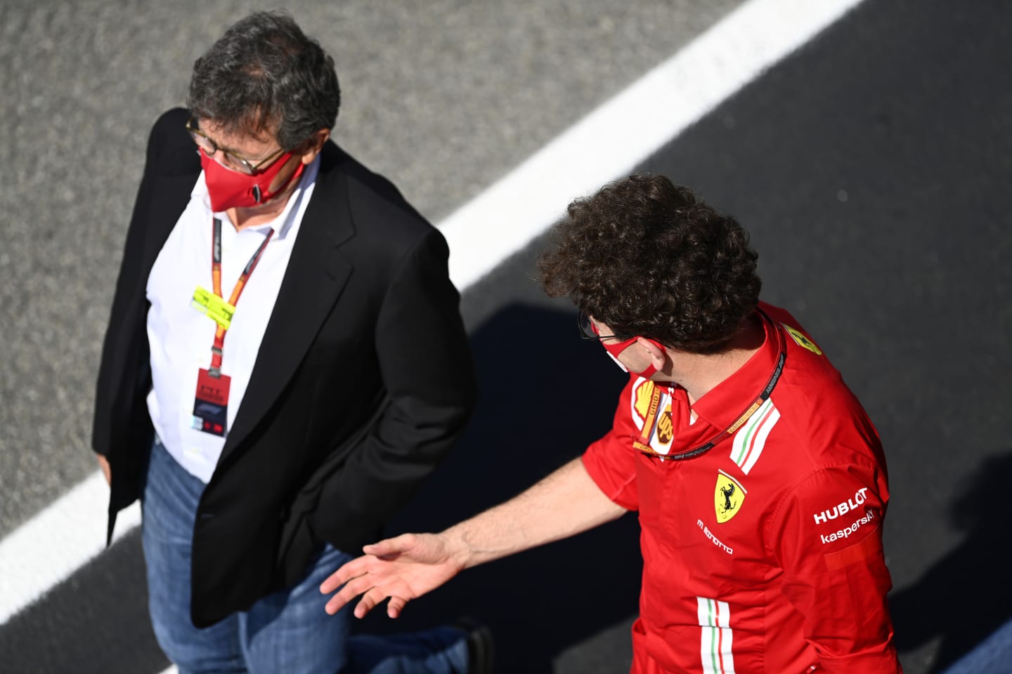 SCARPERIA, ITALY - SEPTEMBER 13: Scuderia Ferrari Team Principal Mattia Binotto and Ferrari CEO