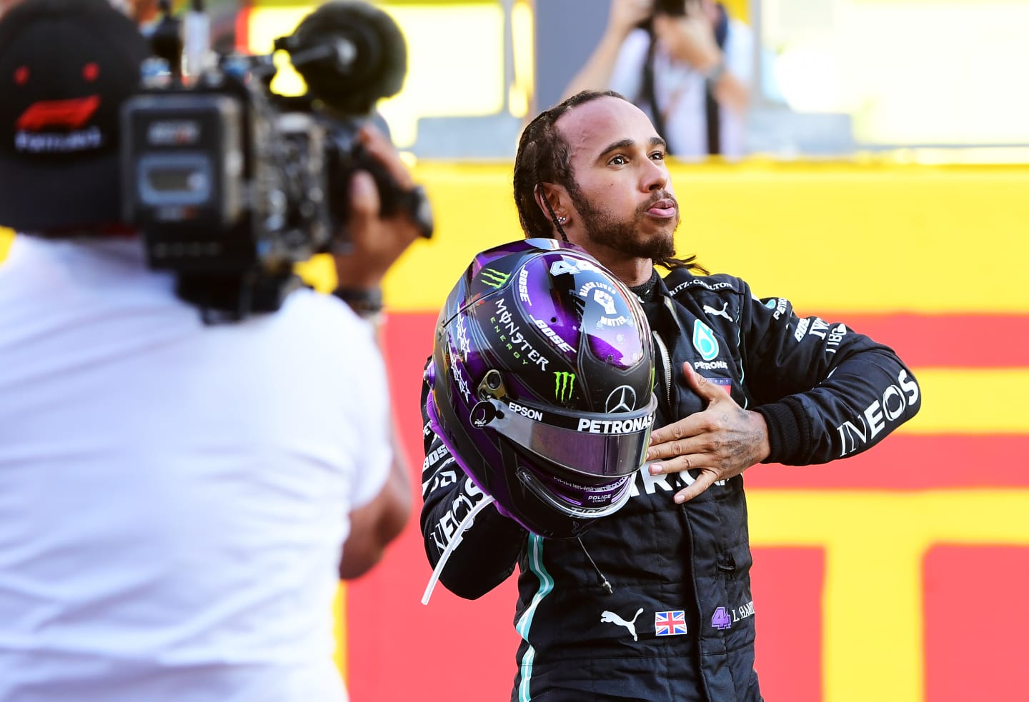 SCARPERIA, ITALY - SEPTEMBER 13: Race winner Lewis Hamilton of Great Britain and Mercedes GP