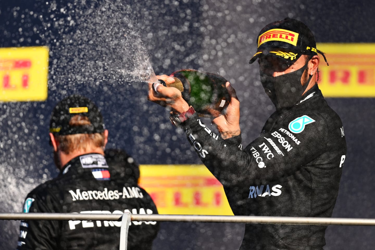 SCARPERIA, ITALY - SEPTEMBER 13: Race winner Lewis Hamilton of Great Britain and Mercedes GP