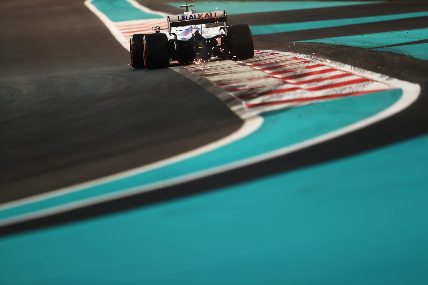 ABU DHABI, UNITED ARAB EMIRATES - DECEMBER 10: Mick Schumacher of Germany driving the (47) Haas F1 Team VF-21 Ferrari during practice ahead of the F1 Grand Prix of Abu Dhabi at Yas Marina Circuit on December 10, 2021 in Abu Dhabi, United Arab Emirates. (Photo by Clive Rose/Getty Images)