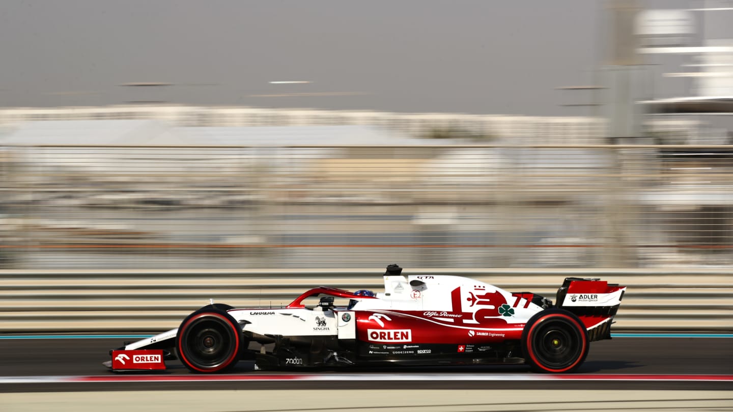 ABU DHABI, UNITED ARAB EMIRATES - DECEMBER 14: Valtteri Bottas of Finland driving the (77) Alfa