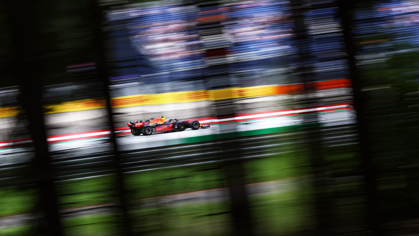 SPIELBERG, AUSTRIA - JULY 02: Sergio Perez of Mexico driving the (11) Red Bull Racing RB16B Honda