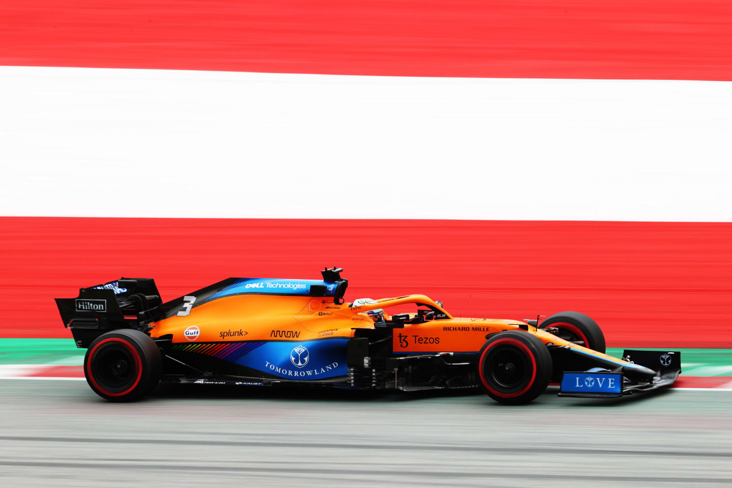 SPIELBERG, AUSTRIA - JULY 02: Daniel Ricciardo of Australia driving the (3) McLaren F1 Team MCL35M Mercedes during practice ahead of the F1 Grand Prix of Austria at Red Bull Ring on July 02, 2021 in Spielberg, Austria. (Photo by Clive Rose/Getty Images)