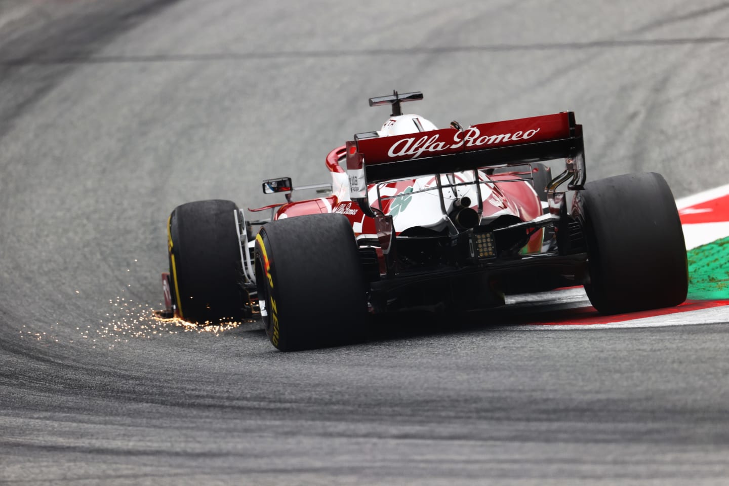 SPIELBERG, AUSTRIA - JULY 02: Kimi Raikkonen of Finland driving the (7) Alfa Romeo Racing C41 Ferrari during practice ahead of the F1 Grand Prix of Austria at Red Bull Ring on July 02, 2021 in Spielberg, Austria. (Photo by Clive Rose/Getty Images)