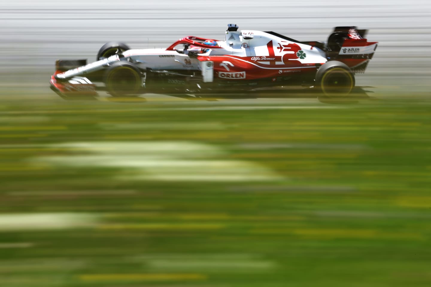 SPIELBERG, AUSTRIA - JULY 03: Kimi Raikkonen of Finland driving the (7) Alfa Romeo Racing C41 Ferrari during final practice ahead of the F1 Grand Prix of Austria at Red Bull Ring on July 03, 2021 in Spielberg, Austria. (Photo by Bryn Lennon/Getty Images)