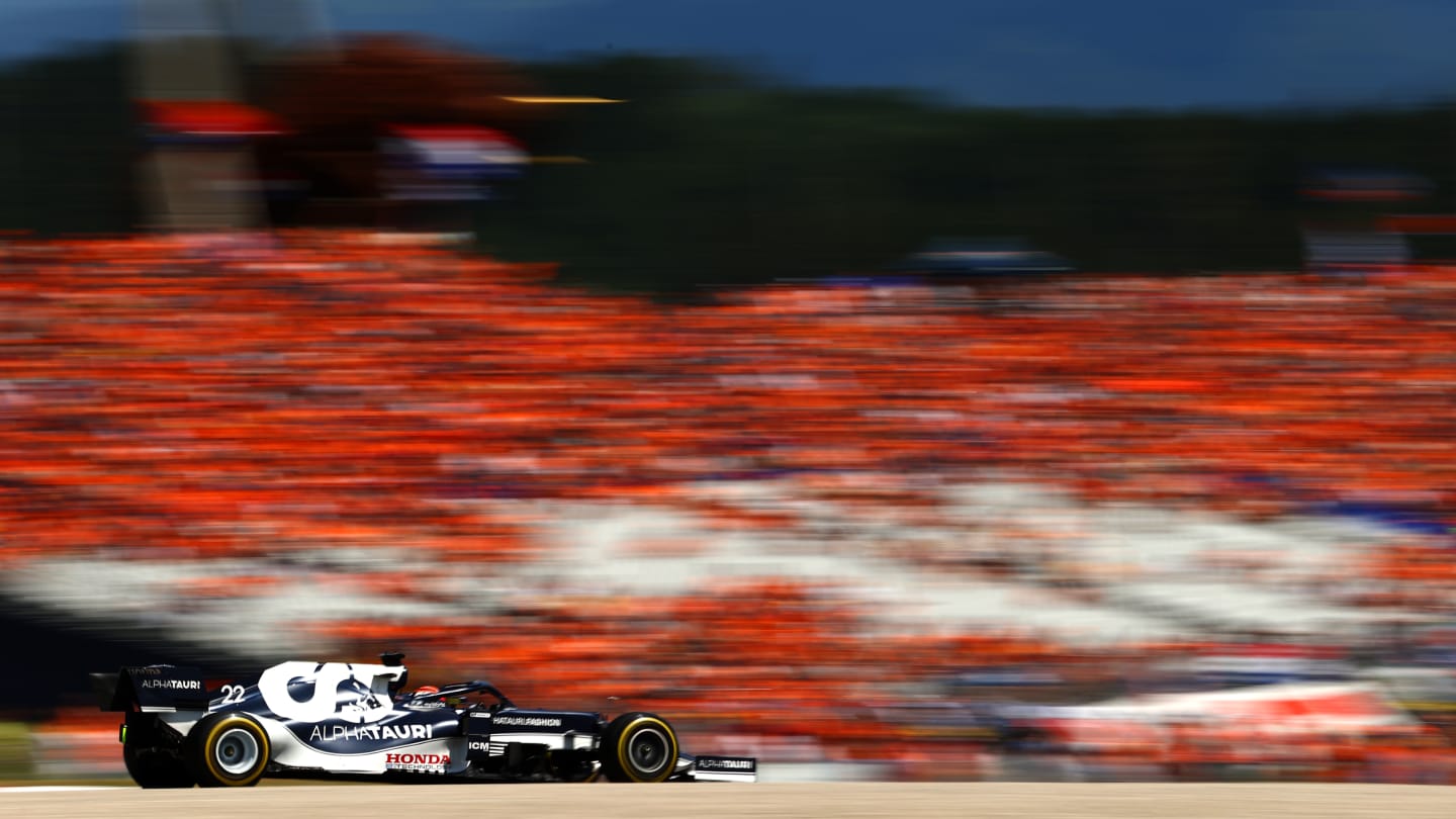 SPIELBERG, AUSTRIA - JULY 03: Yuki Tsunoda of Japan driving the (22) Scuderia AlphaTauri AT02 Honda