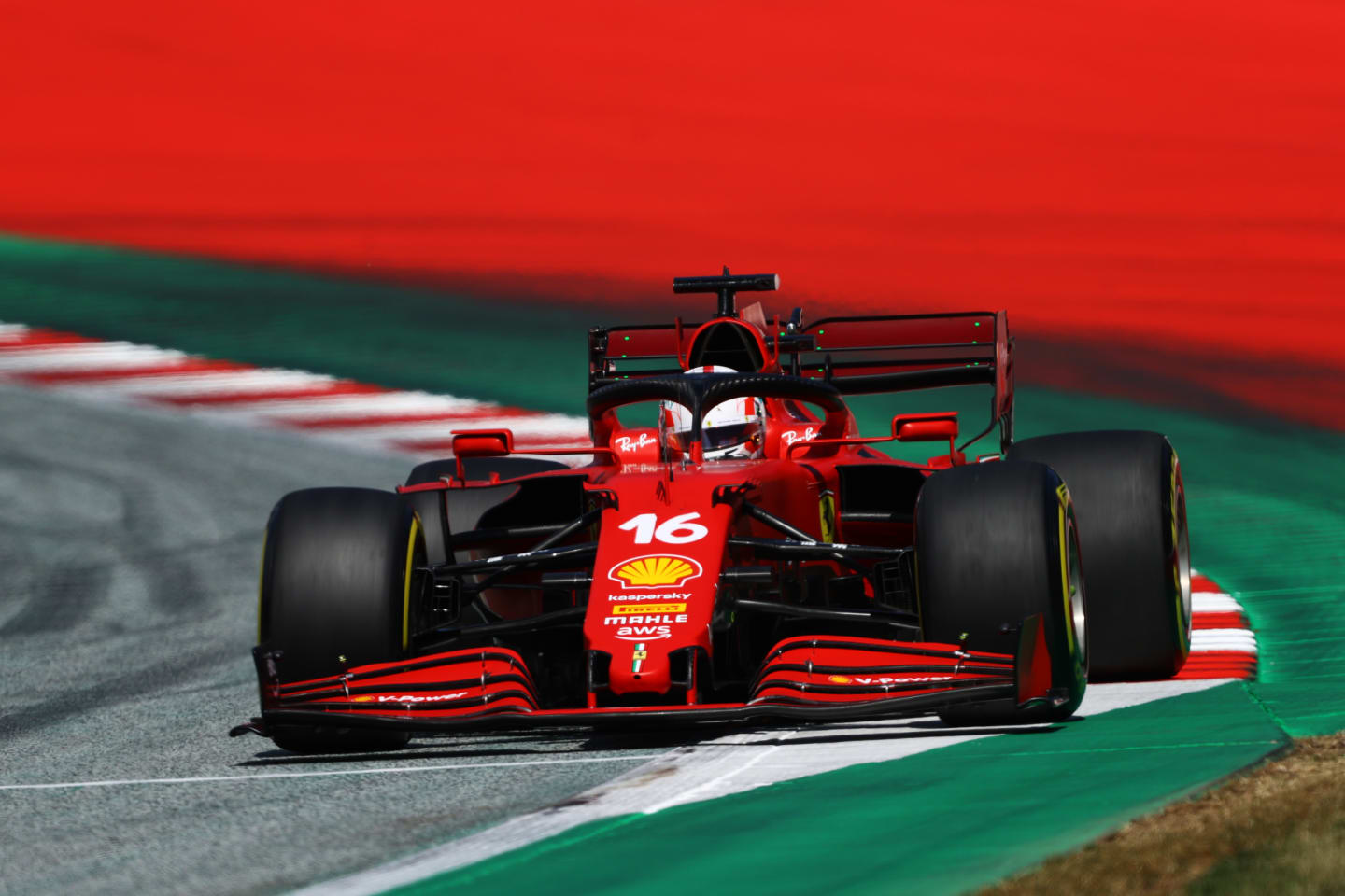 SPIELBERG, AUSTRIA - JULY 03: Charles Leclerc of Monaco driving the (16) Scuderia Ferrari SF21
