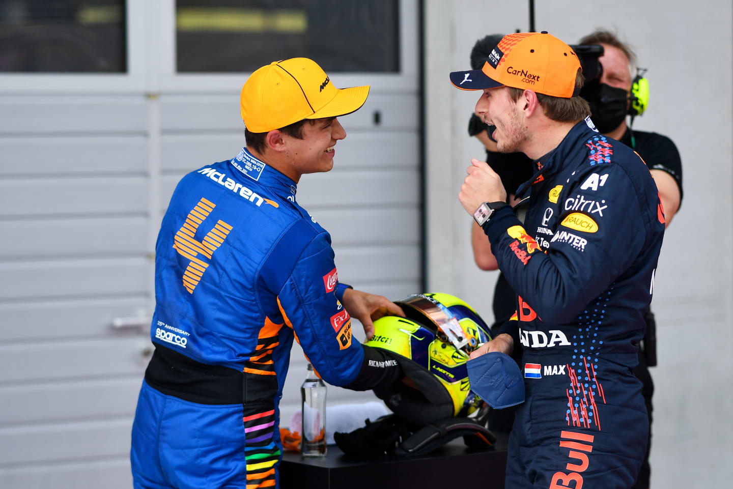 SPIELBERG, AUSTRIA - JULY 03: Pole position qualifier Max Verstappen of Netherlands and Red Bull