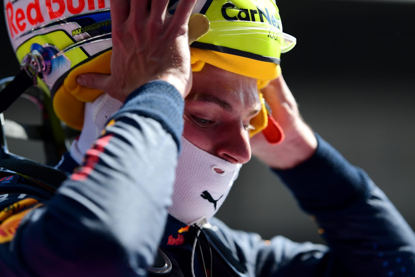 SPIELBERG, AUSTRIA - JULY 03: Pole position qualifier Max Verstappen of Netherlands and Red Bull