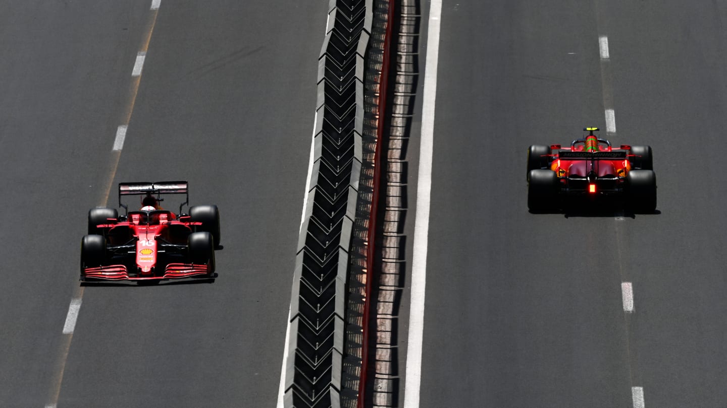 BAKU, AZERBAIJAN - JUNE 05: Charles Leclerc of Monaco driving the (16) Scuderia Ferrari SF21 and