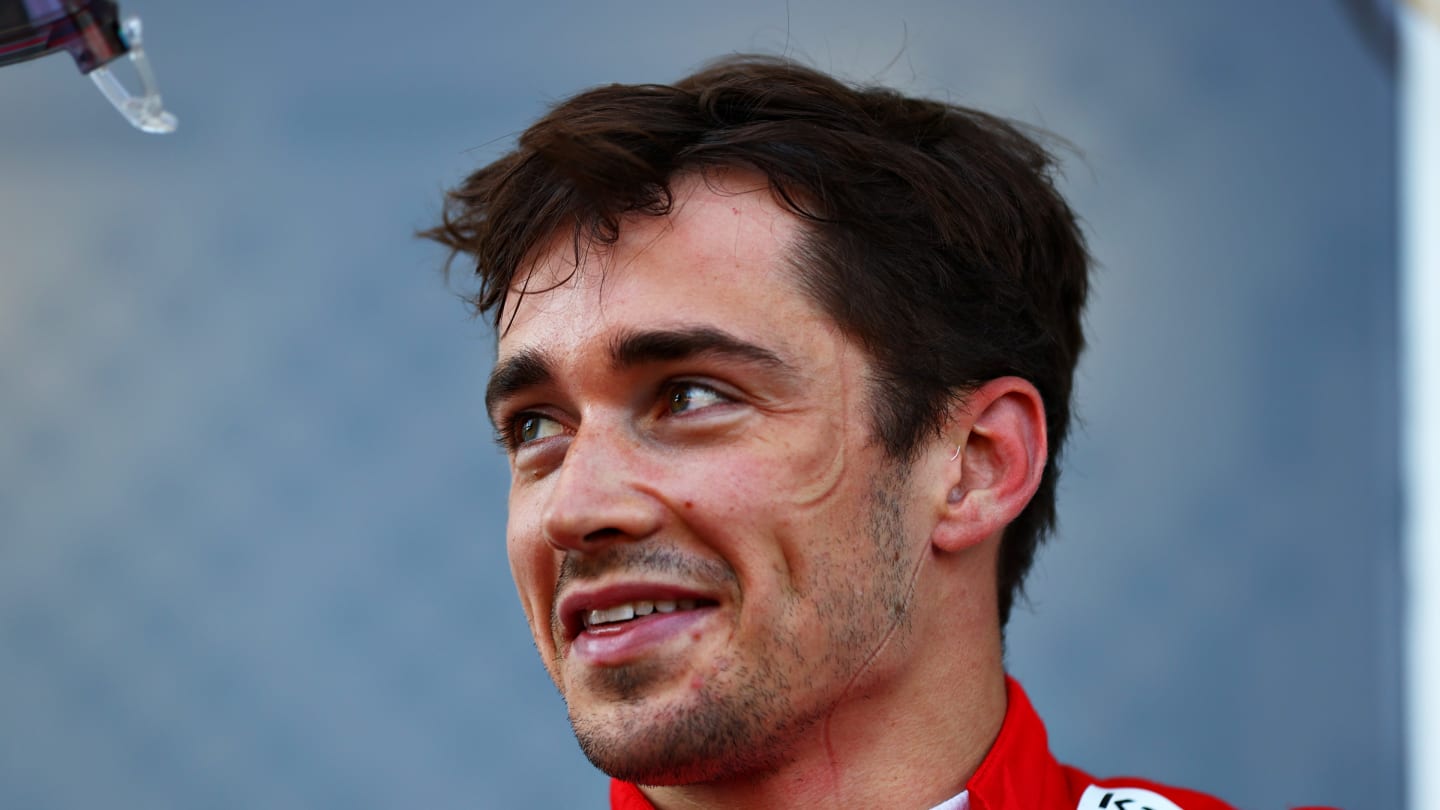 BAKU, AZERBAIJAN - JUNE 05: Pole position qualifier Charles Leclerc of Monaco and Ferrari