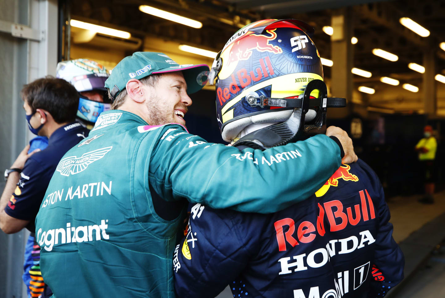 BAKU, AZERBAIJAN - JUNE 06: Race winner Sergio Perez of Mexico and Red Bull Racing celebrates with