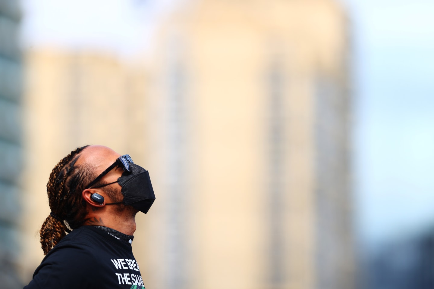 BAKU, AZERBAIJAN - JUNE 06: Lewis Hamilton of Great Britain and Mercedes GP looks on as he stands