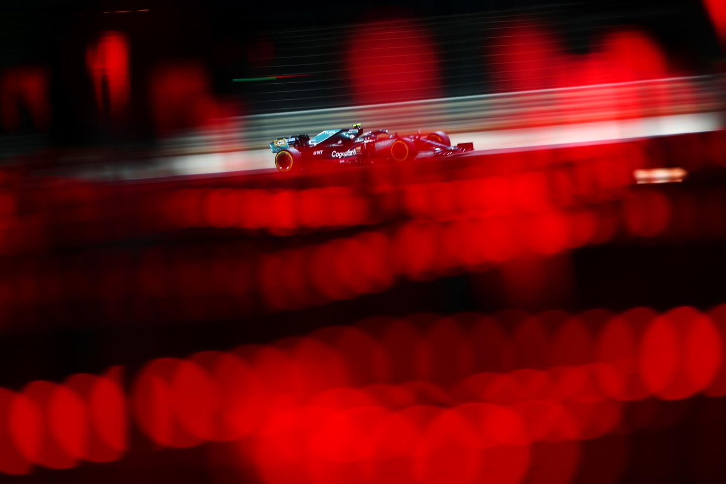 BAHRAIN, BAHRAIN - MARCH 26:  Sebastian Vettel of Germany driving the (5) Aston Martin AMR21 Mercedes during practice ahead of the F1 Grand Prix of Bahrain at Bahrain International Circuit on March 26, 2021 in Bahrain, Bahrain. (Photo by Dan Istitene - Formula 1/Formula 1 via Getty Images)