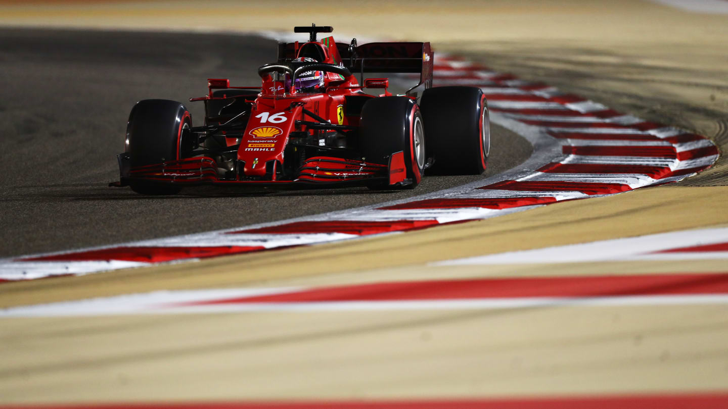 BAHRAIN, BAHRAIN - MARCH 27: Charles Leclerc of Monaco driving the (16) Scuderia Ferrari SF21