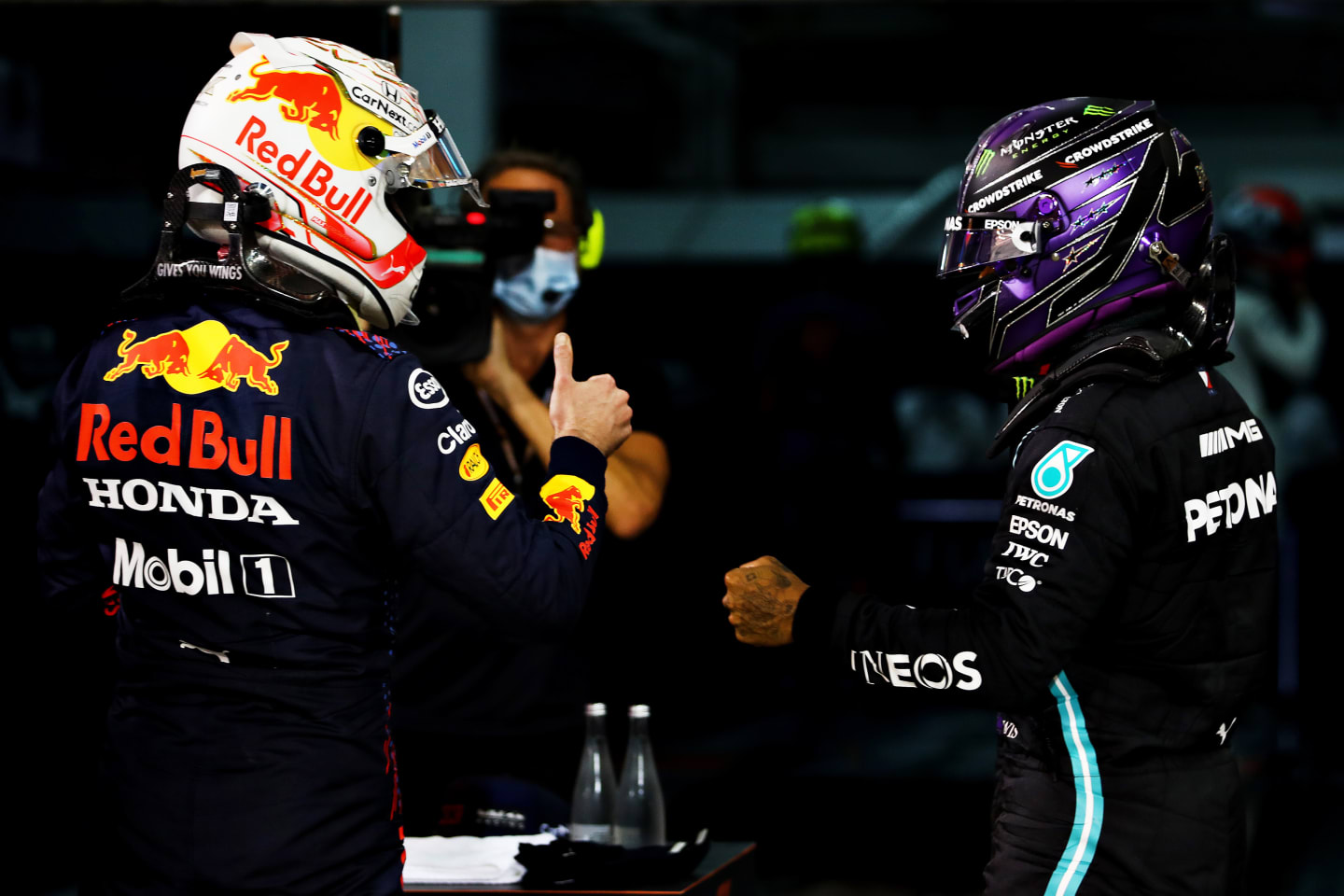 BAHRAIN, BAHRAIN - MARCH 27: Pole position qualifier Max Verstappen of Netherlands and Red Bull