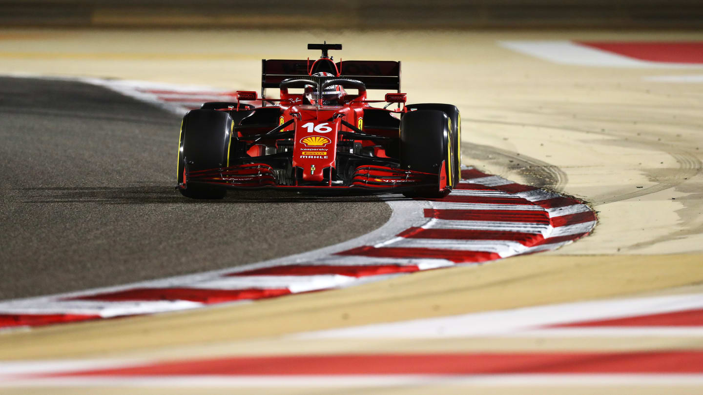 BAHRAIN, BAHRAIN - MARCH 28: Charles Leclerc of Monaco driving the (16) Scuderia Ferrari SF21