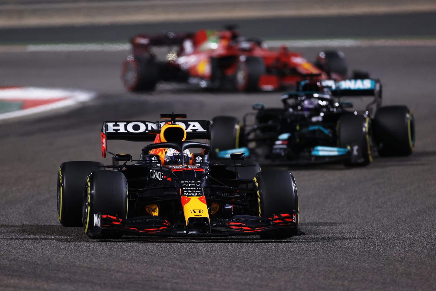 BAHRAIN, BAHRAIN - MARCH 28: Max Verstappen of the Netherlands driving the (33) Red Bull Racing