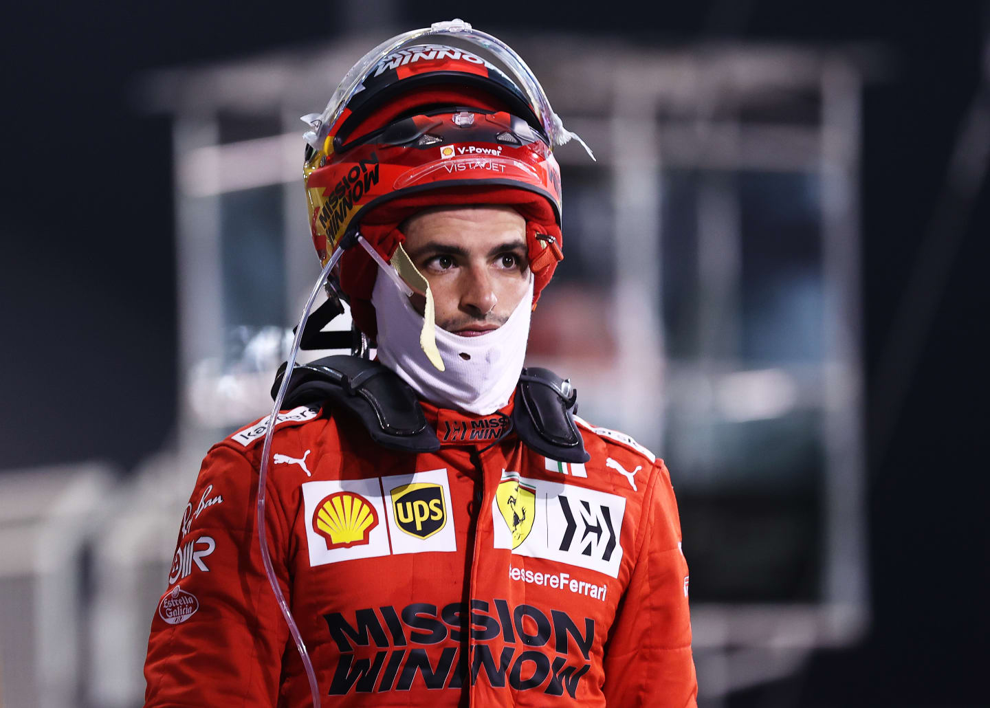 BAHRAIN, BAHRAIN - MARCH 28: Carlos Sainz of Spain and Ferrari looks on in parc ferme during the F1