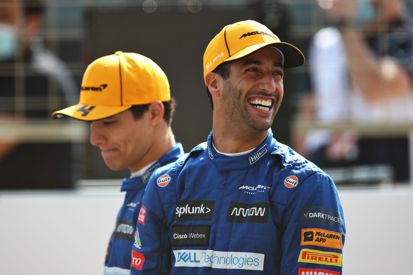 BAHRAIN, BAHRAIN - MARCH 12: Daniel Ricciardo of Australia and McLaren F1 and Lando Norris of Great