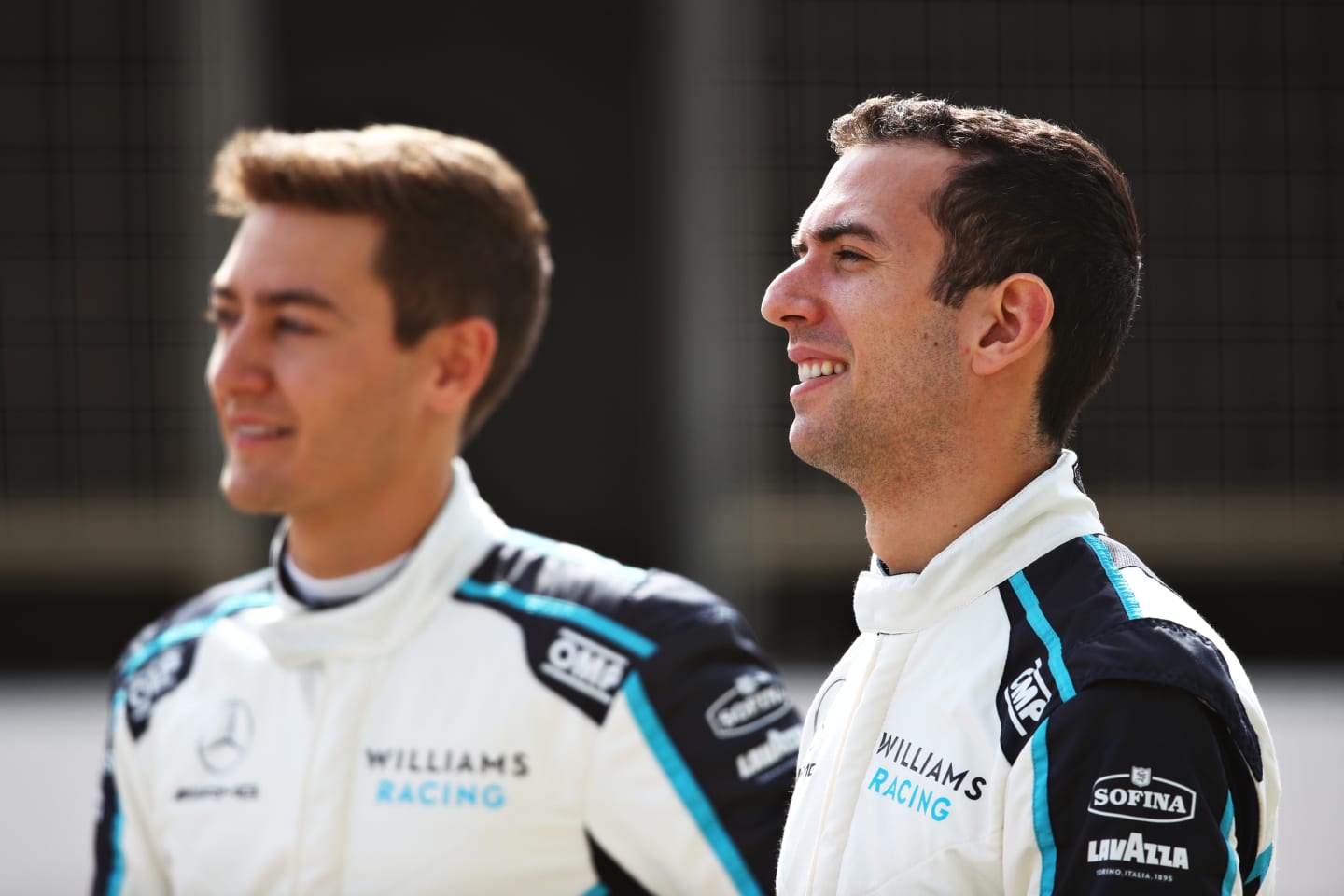 BAHRAIN, BAHRAIN - MARCH 12: Nicholas Latifi of Canada and Williams and George Russell of Great