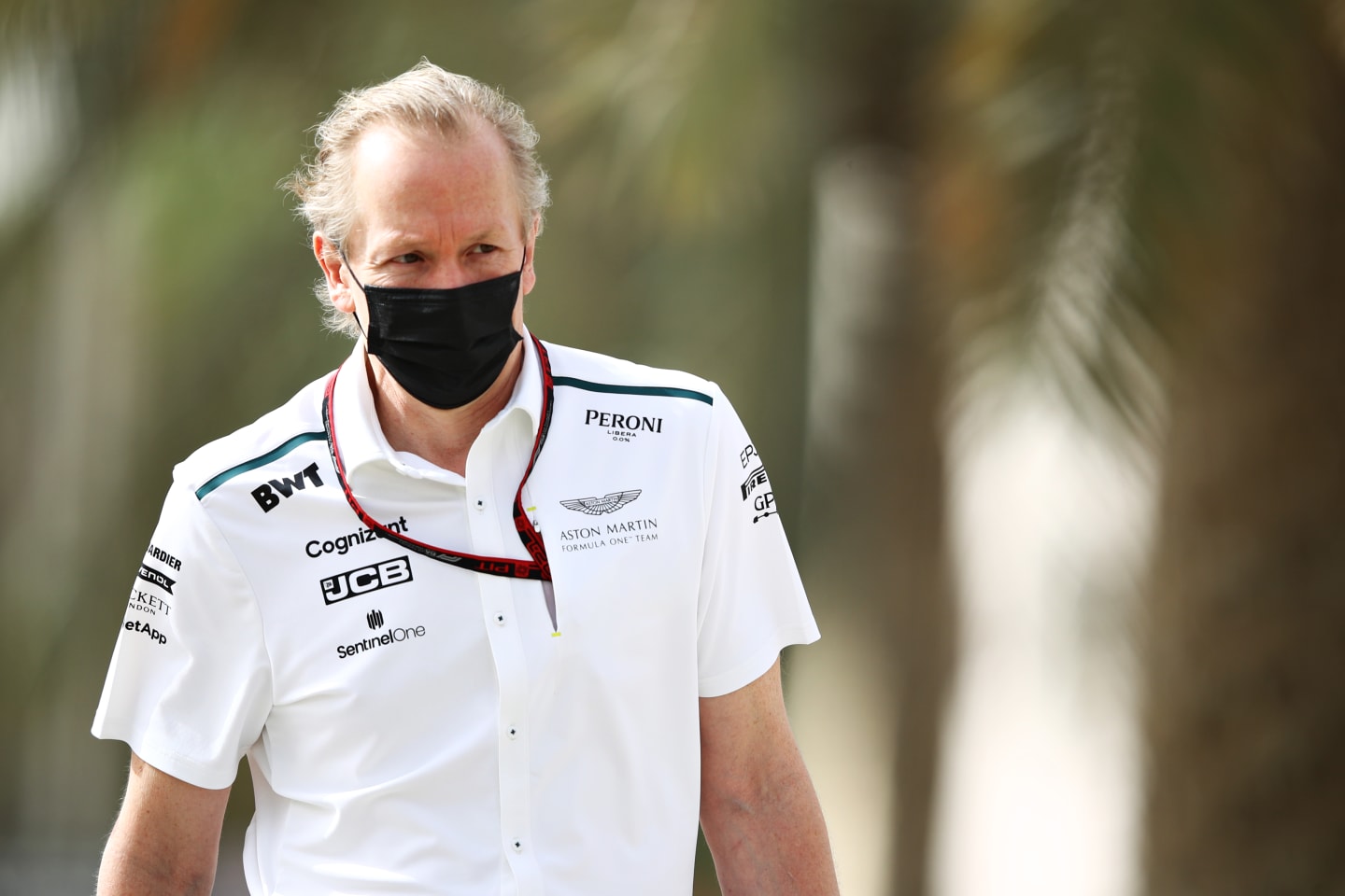 BAHRAIN, BAHRAIN - MARCH 13: Andrew Green, Technical Director of Aston Martin F1 Team walks in the
