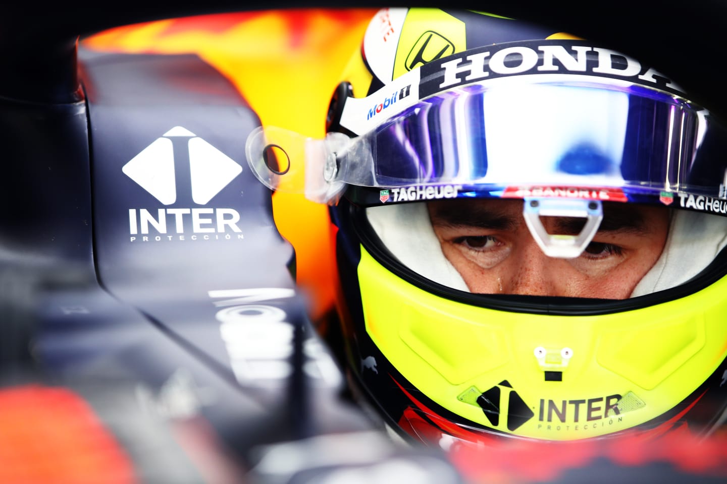 BAHRAIN, BAHRAIN - MARCH 13: Sergio Perez of Mexico and Red Bull Racing prepares to drive in the