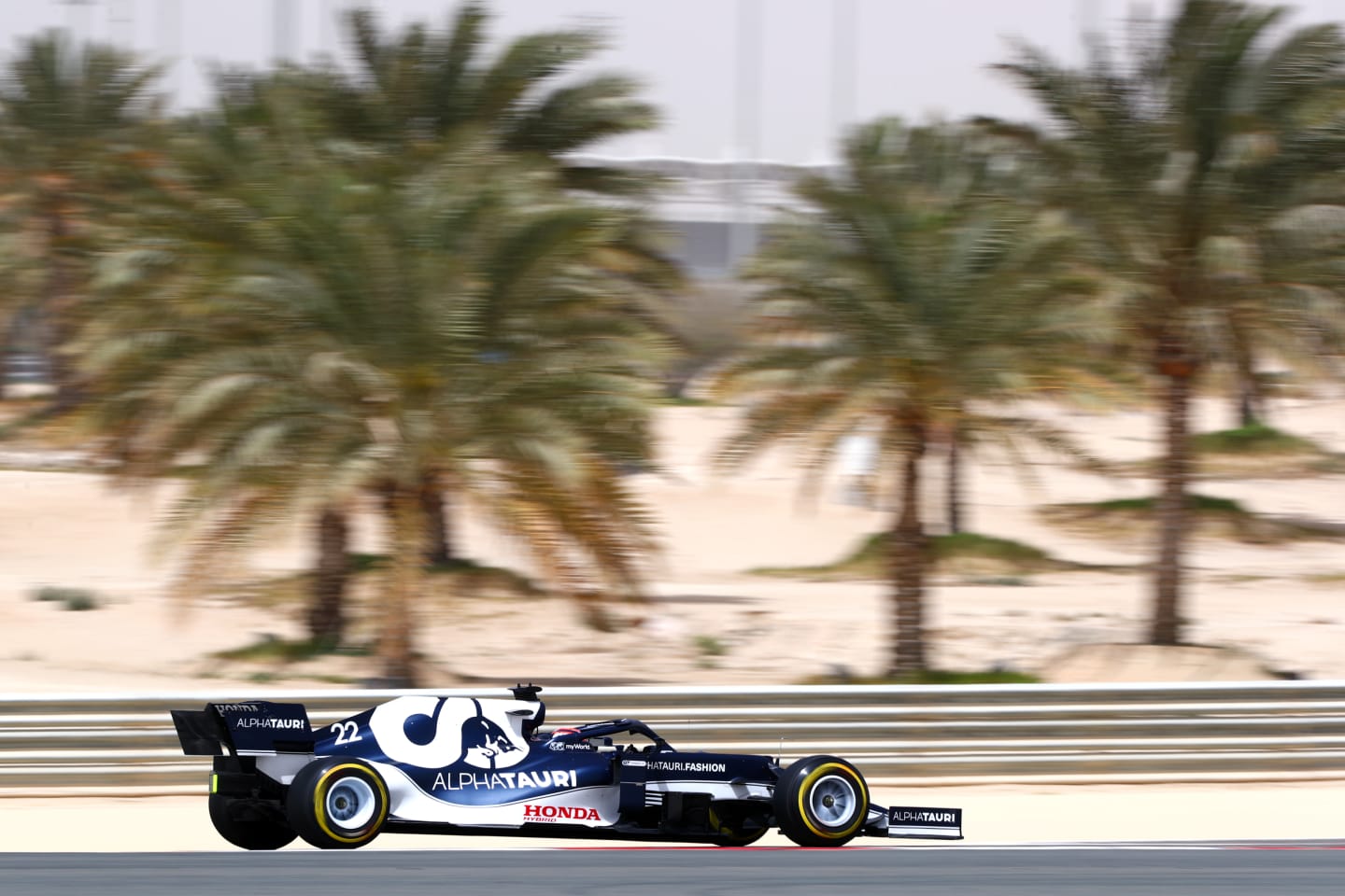 BAHRAIN, BAHRAIN - MARCH 13:   Yuki Tsunoda of Japan driving the (22) Scuderia AlphaTauri AT02